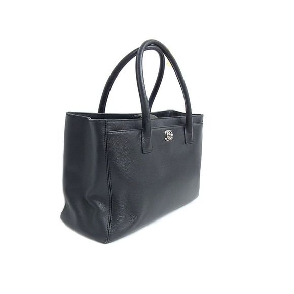 Chanel Executive Tote Bag Soft Caviar Skin Black Silver Metal Fittings Coco Mark - Picture 2 of 7